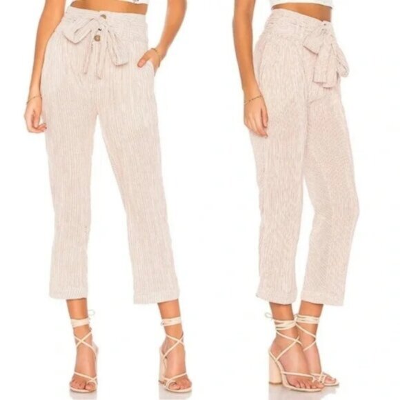 Free People Rumors Slub Cotton Yarn Dye Boho Harem Pant in Natural Size 8 - Picture 1 of 14
